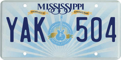 MS license plate YAK504
