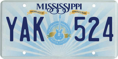 MS license plate YAK524