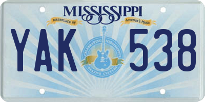 MS license plate YAK538