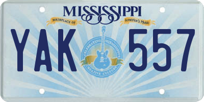 MS license plate YAK557