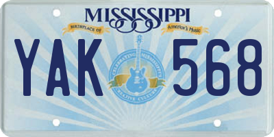 MS license plate YAK568