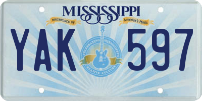 MS license plate YAK597