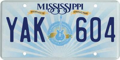 MS license plate YAK604