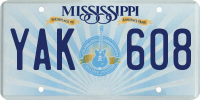 MS license plate YAK608