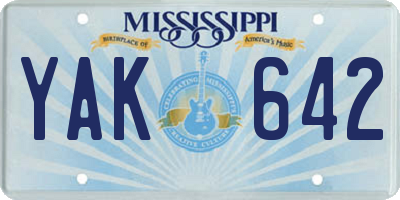 MS license plate YAK642
