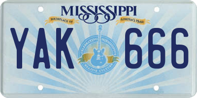 MS license plate YAK666