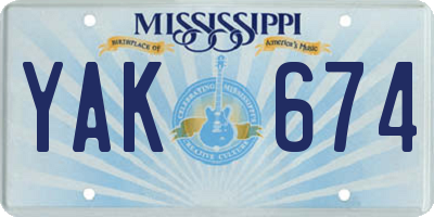 MS license plate YAK674