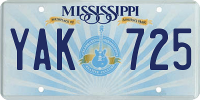 MS license plate YAK725