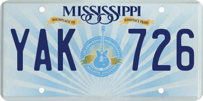 MS license plate YAK726