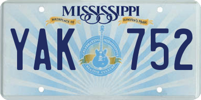 MS license plate YAK752