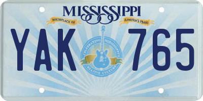 MS license plate YAK765