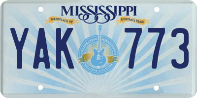 MS license plate YAK773
