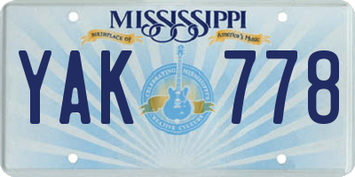MS license plate YAK778