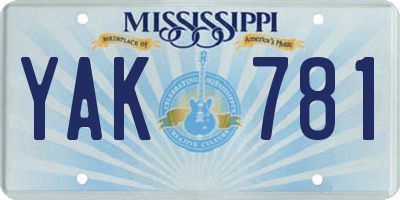 MS license plate YAK781