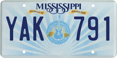 MS license plate YAK791
