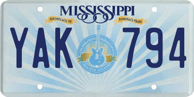MS license plate YAK794