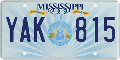 MS license plate YAK815