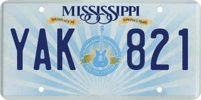 MS license plate YAK821