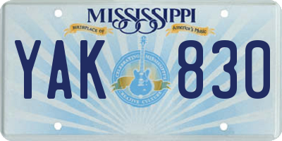 MS license plate YAK830