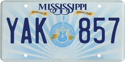 MS license plate YAK857