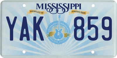 MS license plate YAK859
