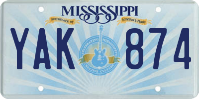 MS license plate YAK874