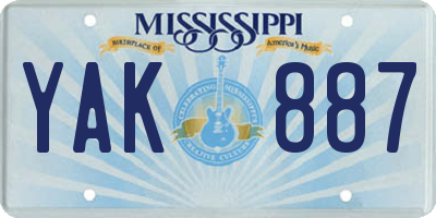 MS license plate YAK887