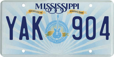 MS license plate YAK904