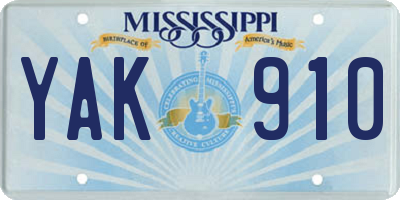 MS license plate YAK910