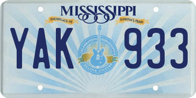 MS license plate YAK933