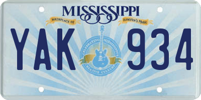 MS license plate YAK934