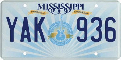 MS license plate YAK936