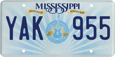 MS license plate YAK955