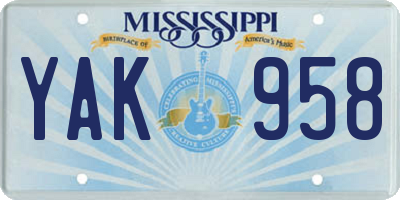 MS license plate YAK958