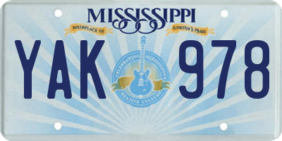 MS license plate YAK978