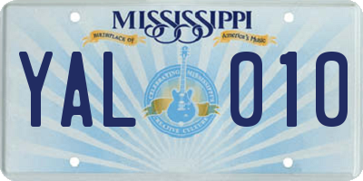 MS license plate YAL010