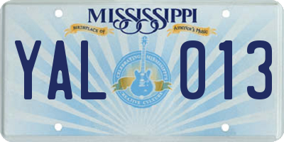 MS license plate YAL013