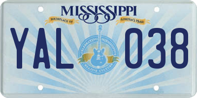 MS license plate YAL038