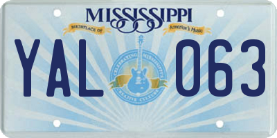 MS license plate YAL063