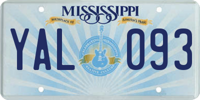 MS license plate YAL093