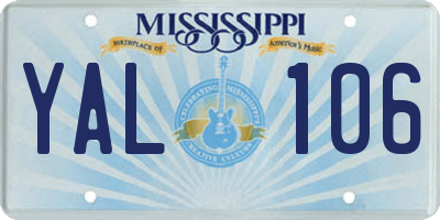 MS license plate YAL106