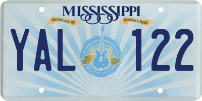 MS license plate YAL122