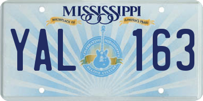 MS license plate YAL163