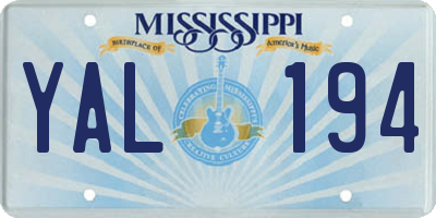 MS license plate YAL194