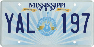 MS license plate YAL197