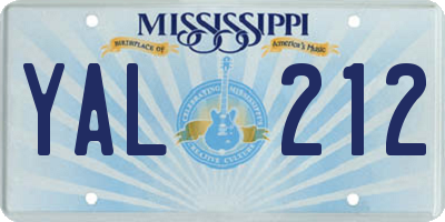MS license plate YAL212