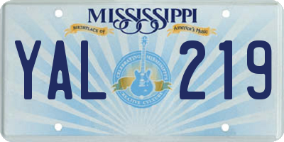 MS license plate YAL219