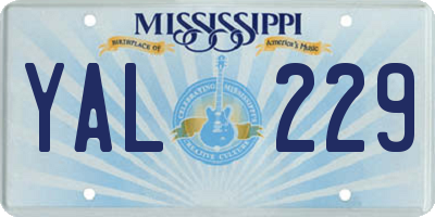 MS license plate YAL229
