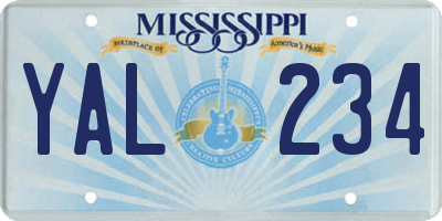 MS license plate YAL234