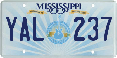 MS license plate YAL237